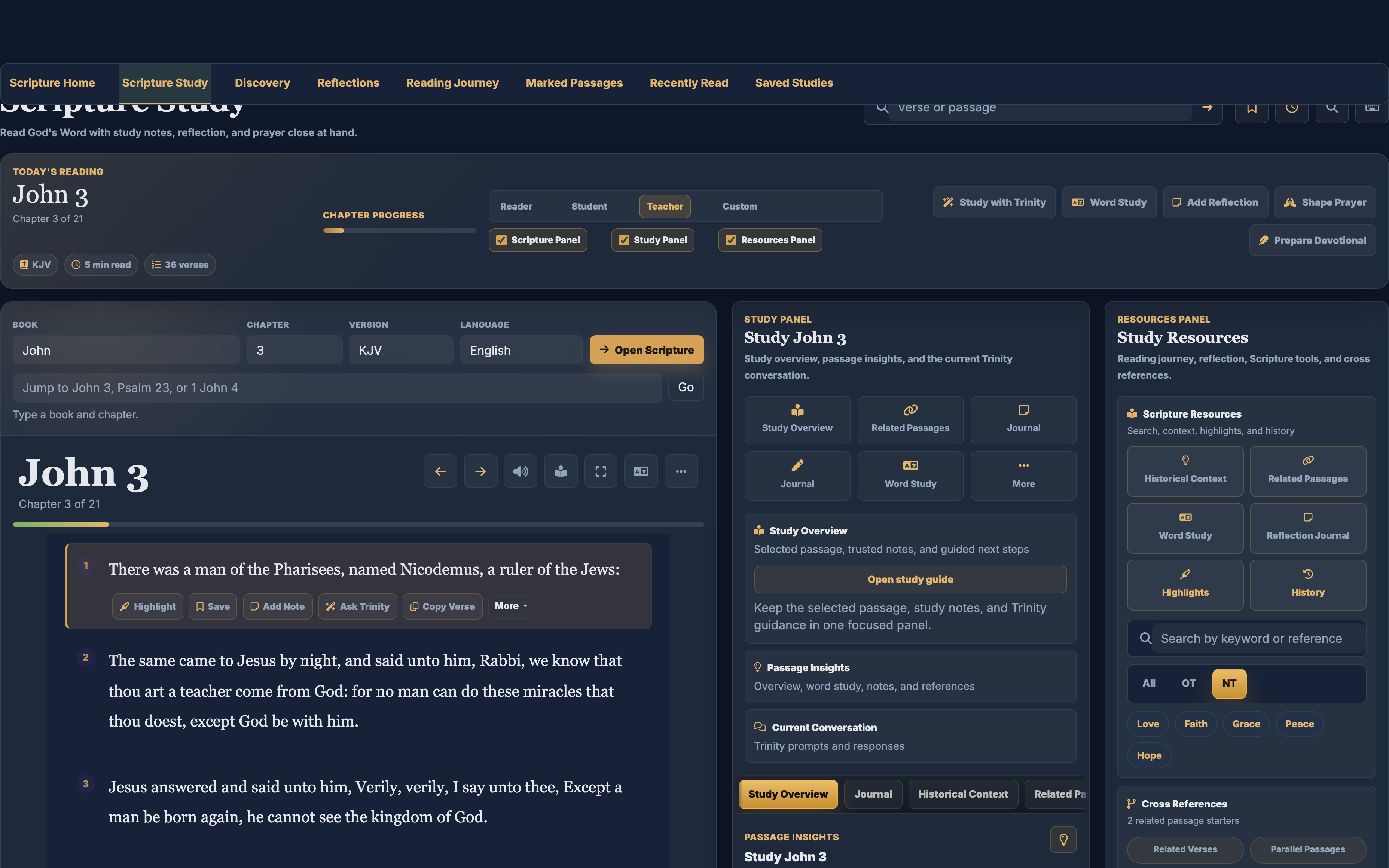 FollowersPath Bible workspace with Scripture, notes, and study tools