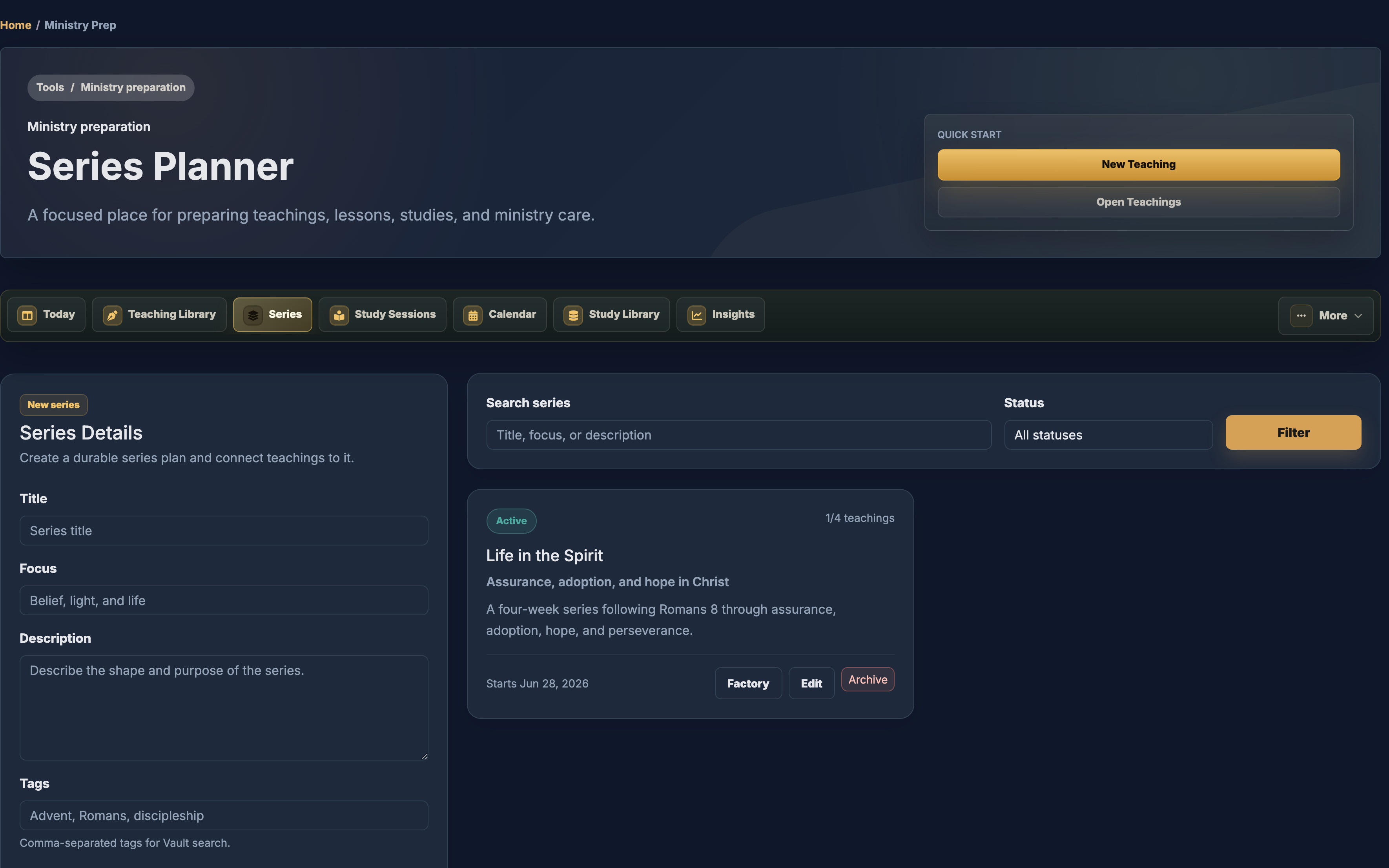 FollowersPath series planner with teaching preparation workflow